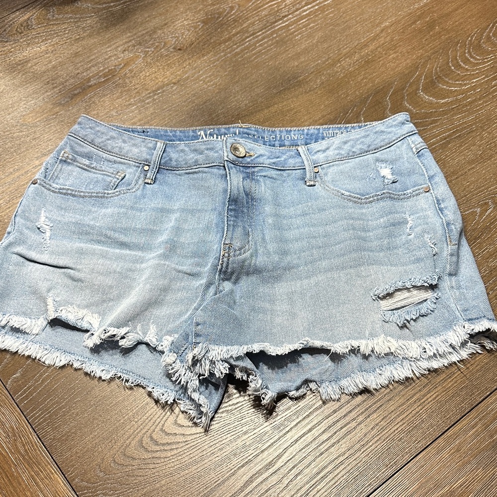 Natural Reflections Light Blue Frayed Jean Shorts